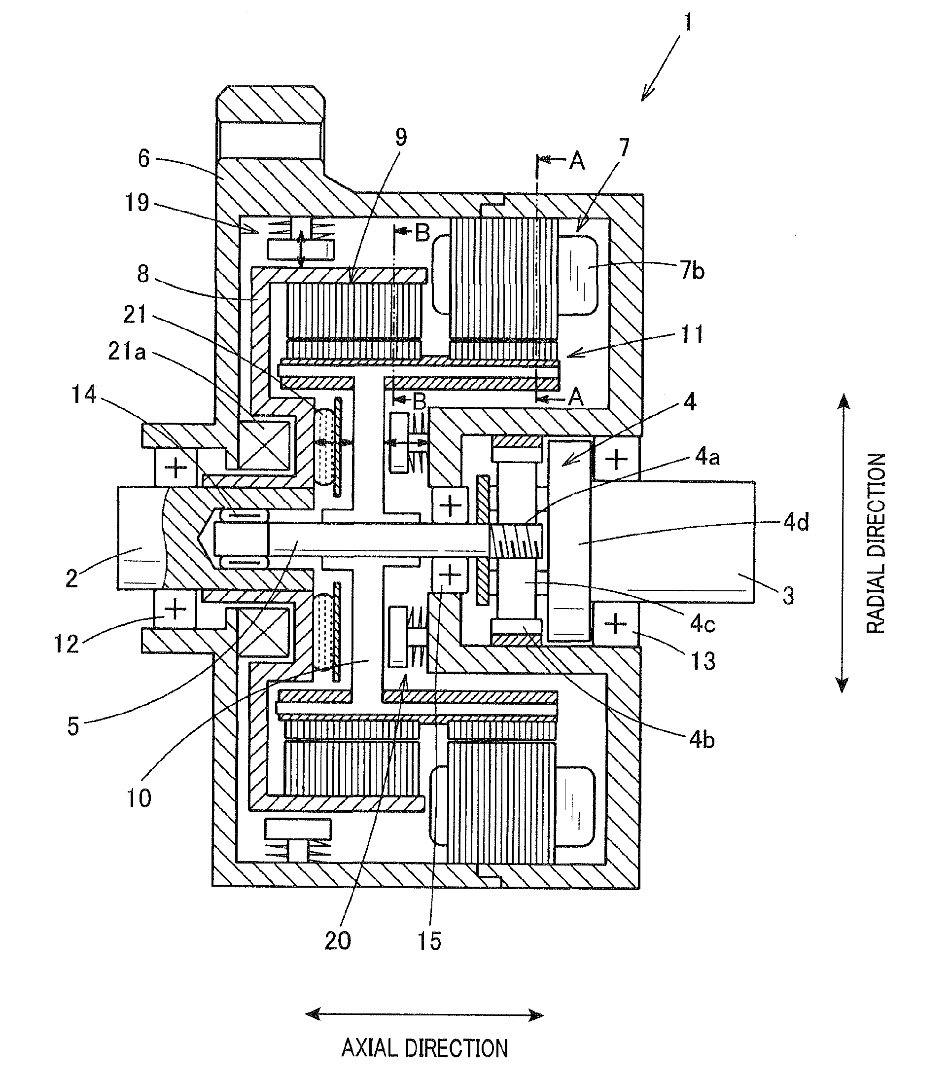 Double drive shaft motor of magnetic flux modulation type