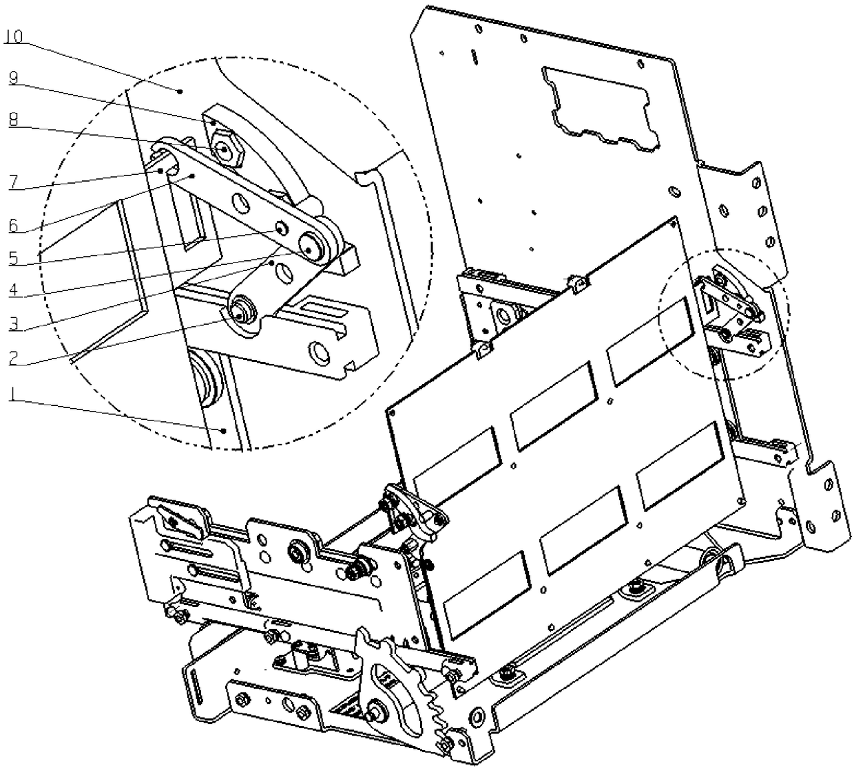 A moving mechanism of the isolation plate in the drawer base of a drawer circuit breaker