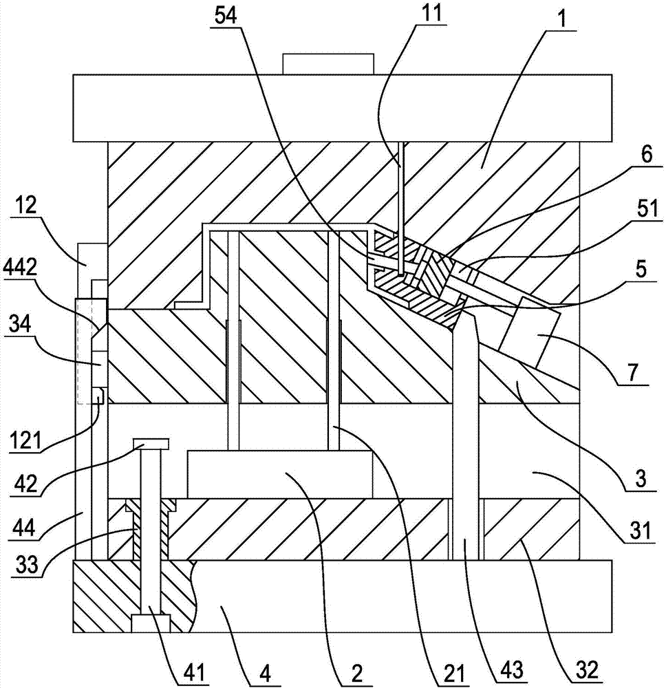 Injection-molded part forming method requiring two stages of core pulling