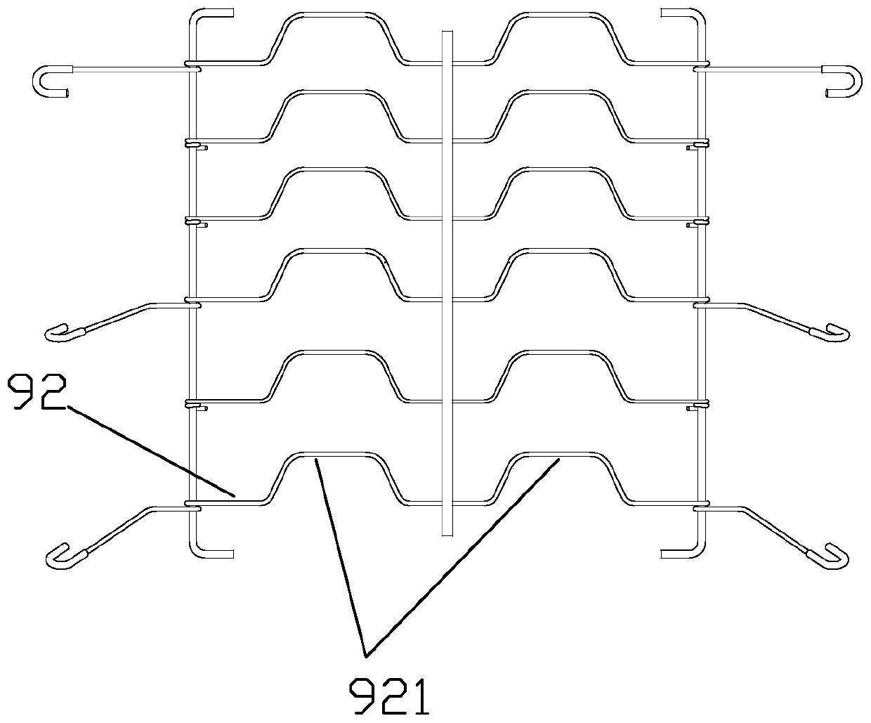 Automobile seat backrest grid forming mechanism