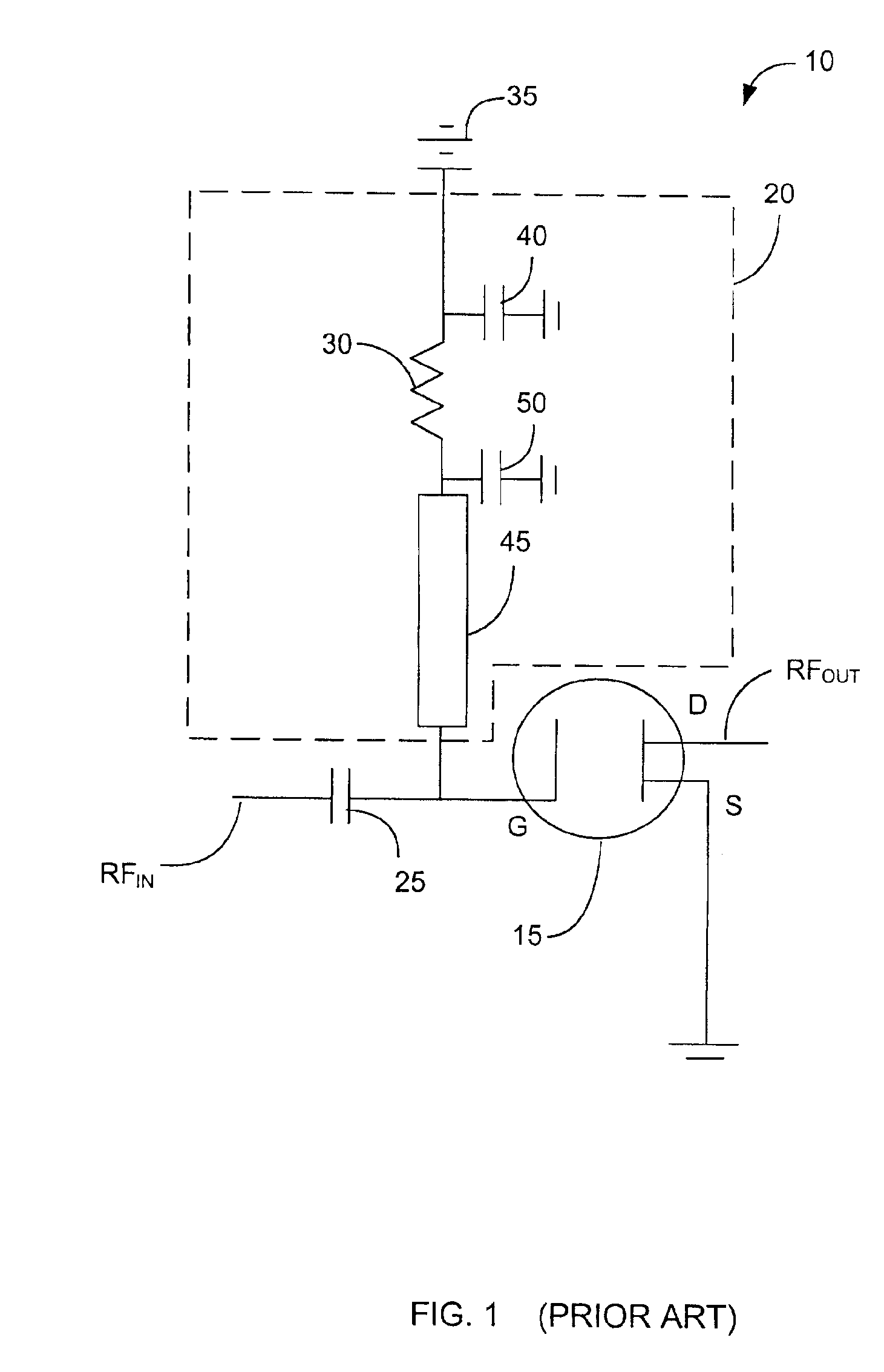 Active element bias circuit for RF power transistor input