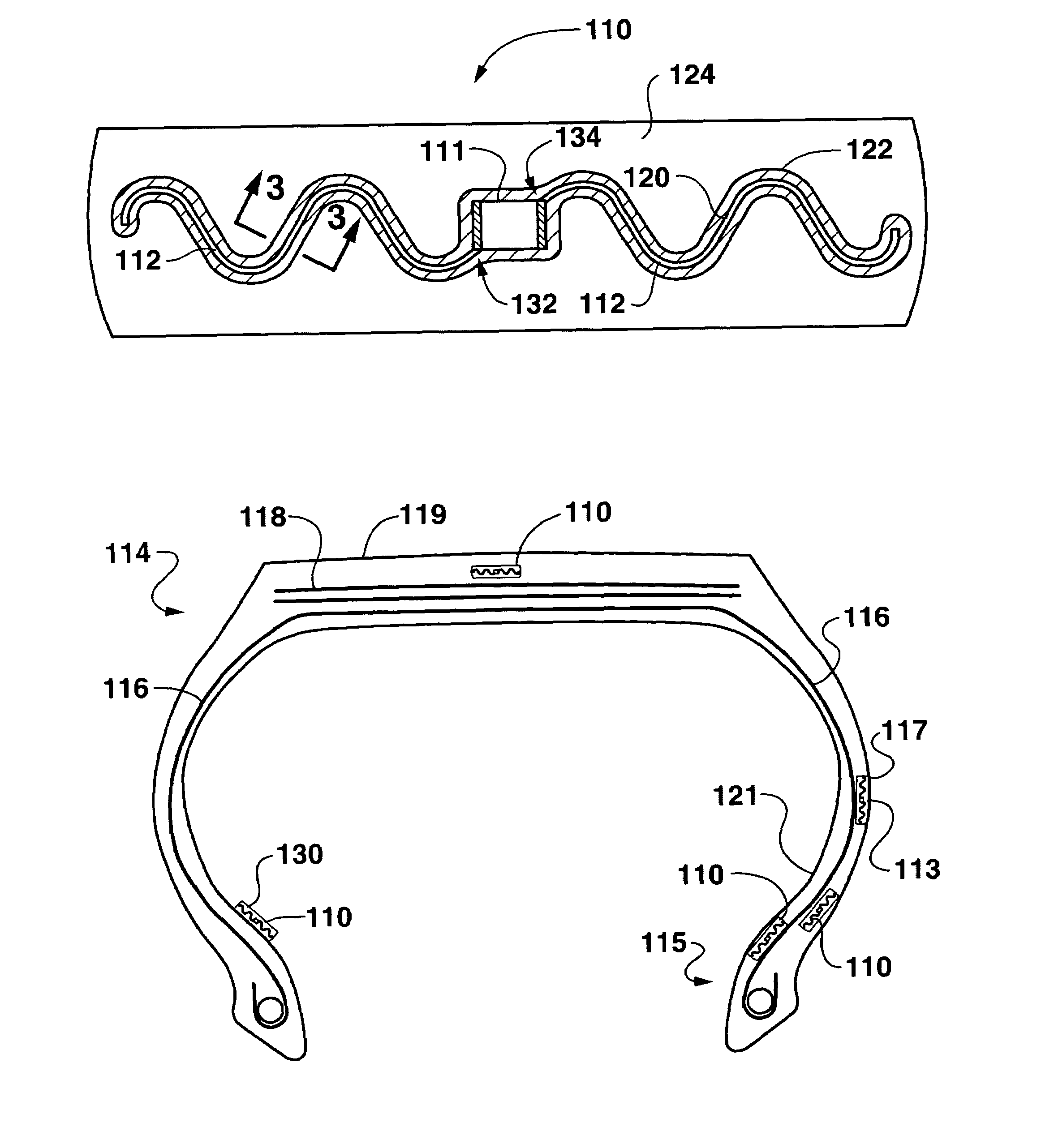 Radio frequency antenna for a tire and method for same