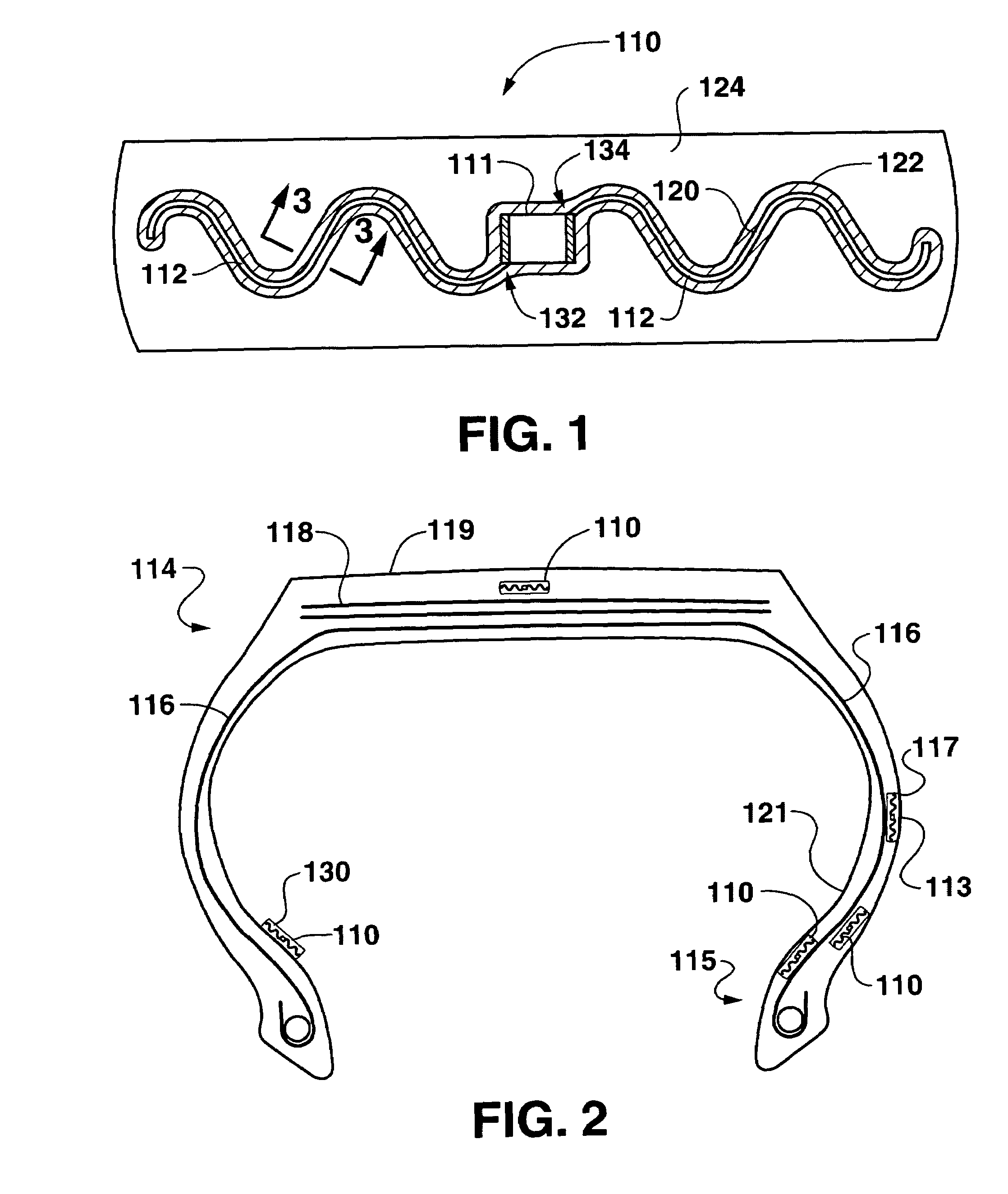 Radio frequency antenna for a tire and method for same