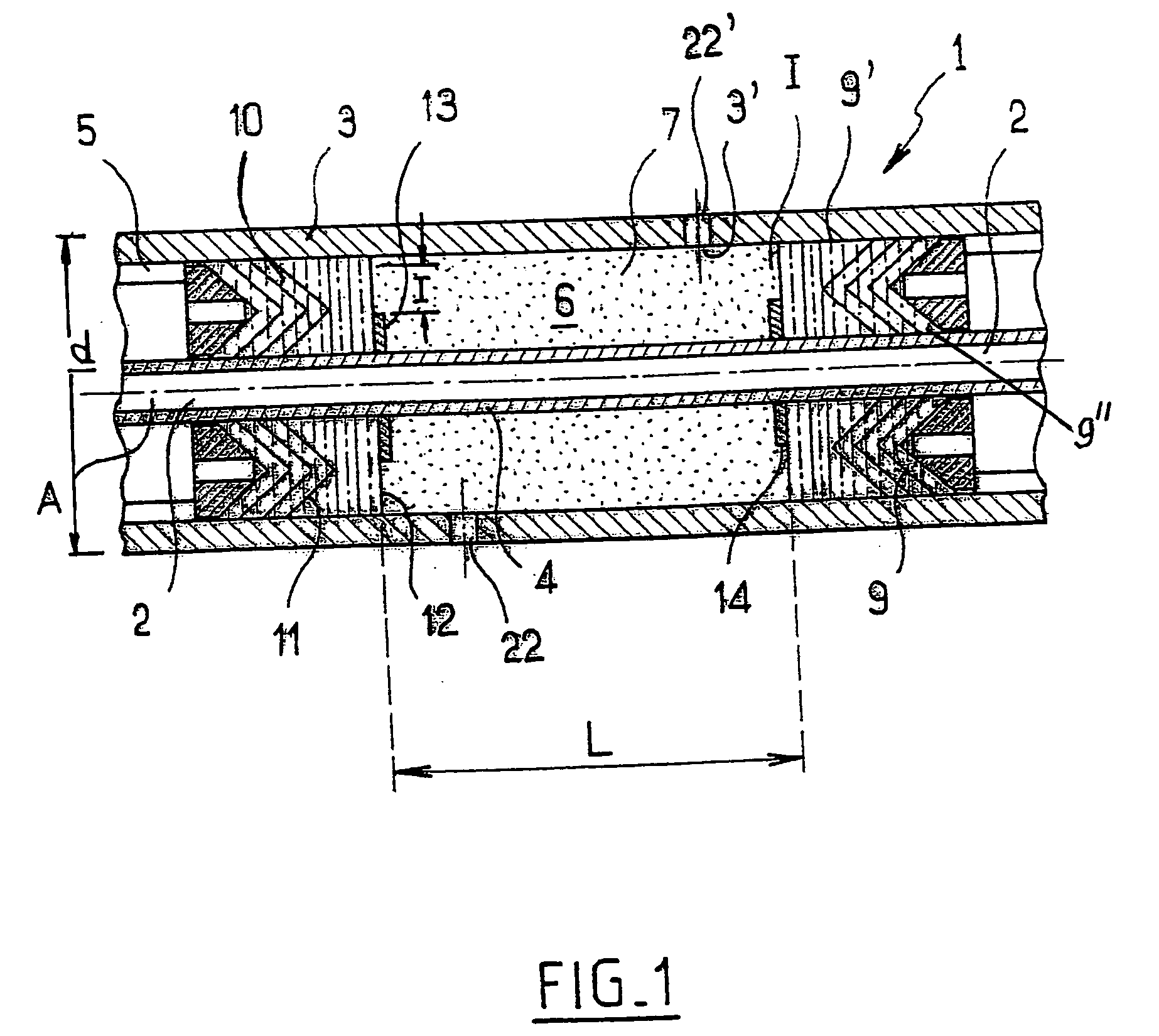 Device for arresting the propagation of a buckle in a double-walled pipe