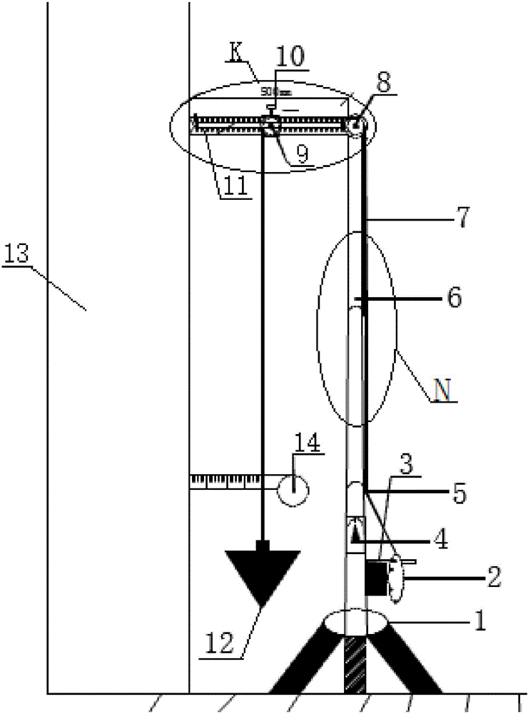 Perpendicularity measuring device and method of telescopic hack lever plumb bob