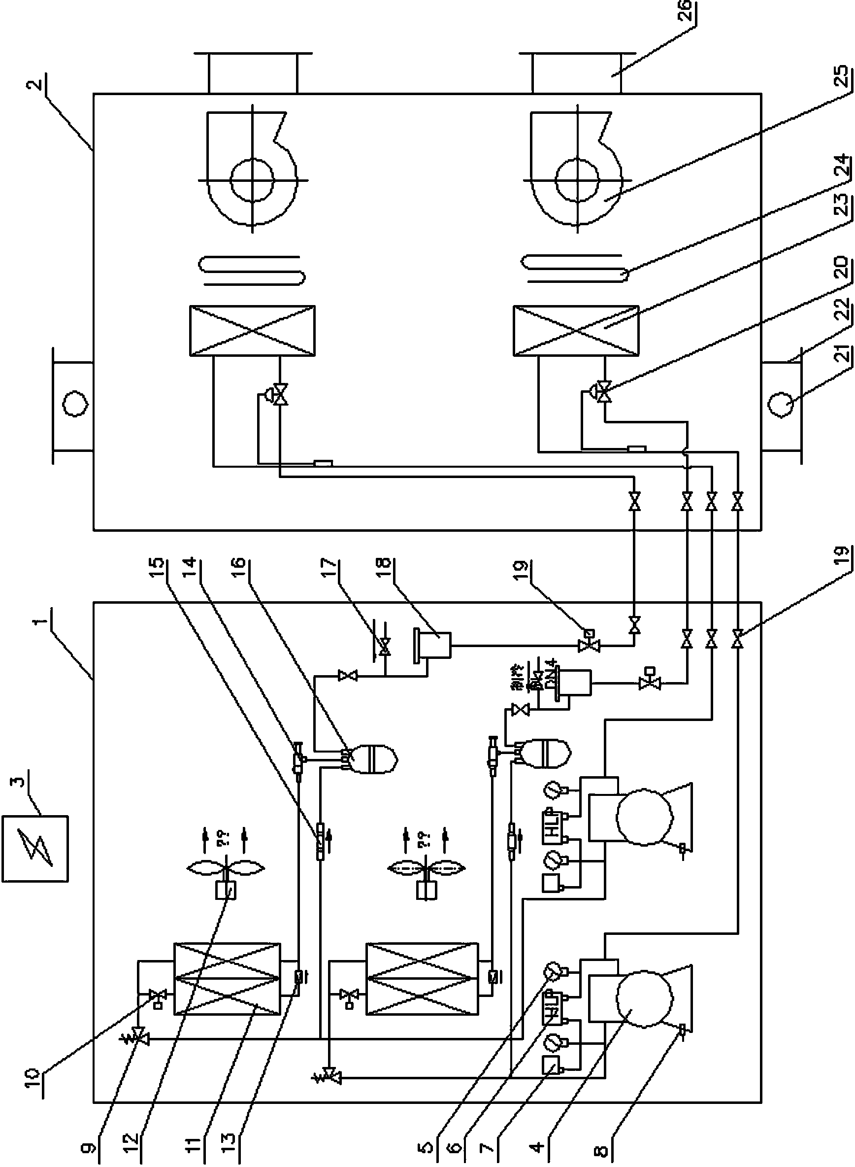 Marine total-climate air cooling air conditioner device