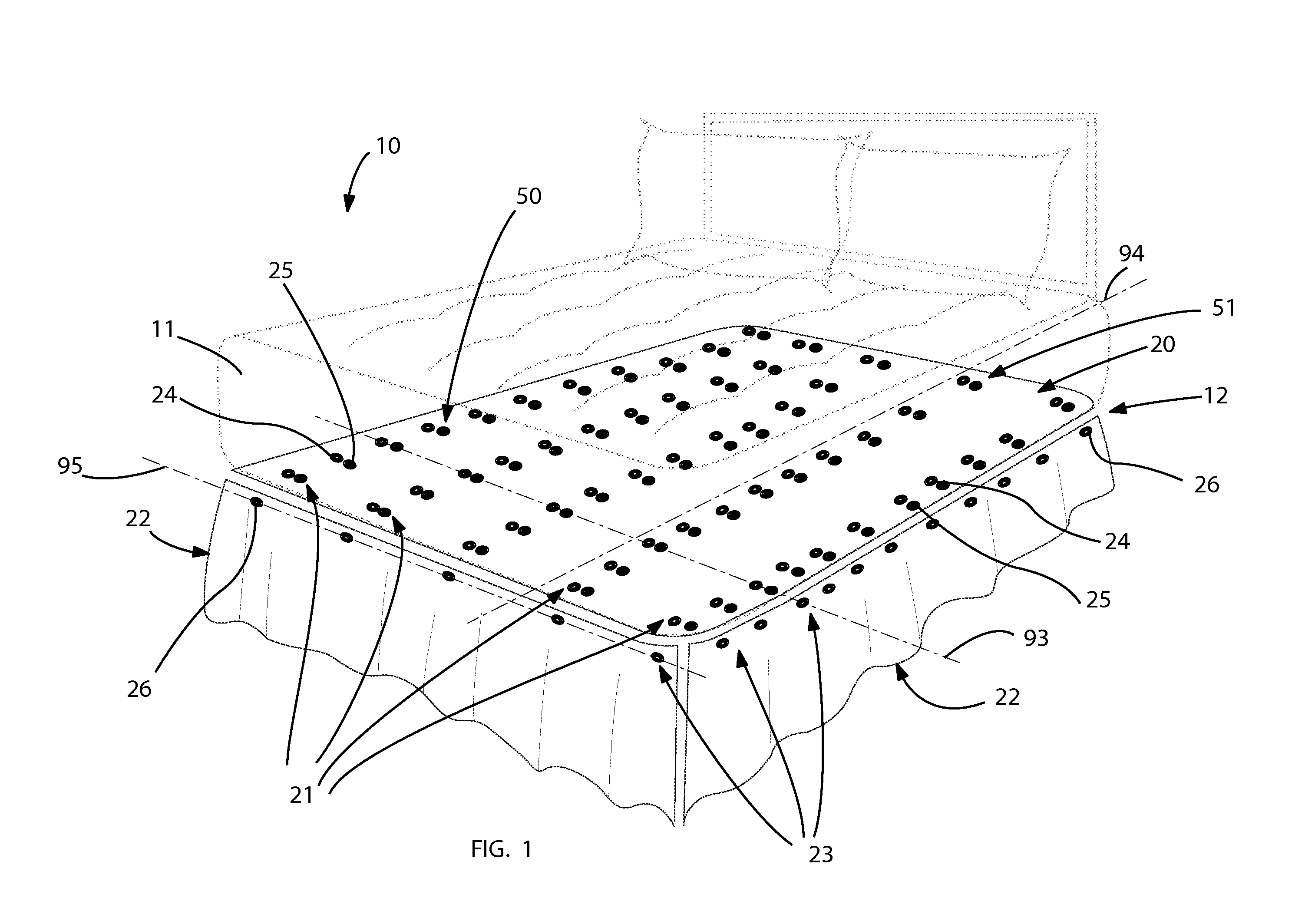 Removable bed ruffle assembly and associated method