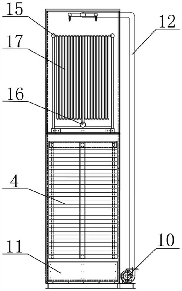 Side-air-outlet vertical falling film type closed cooling tower