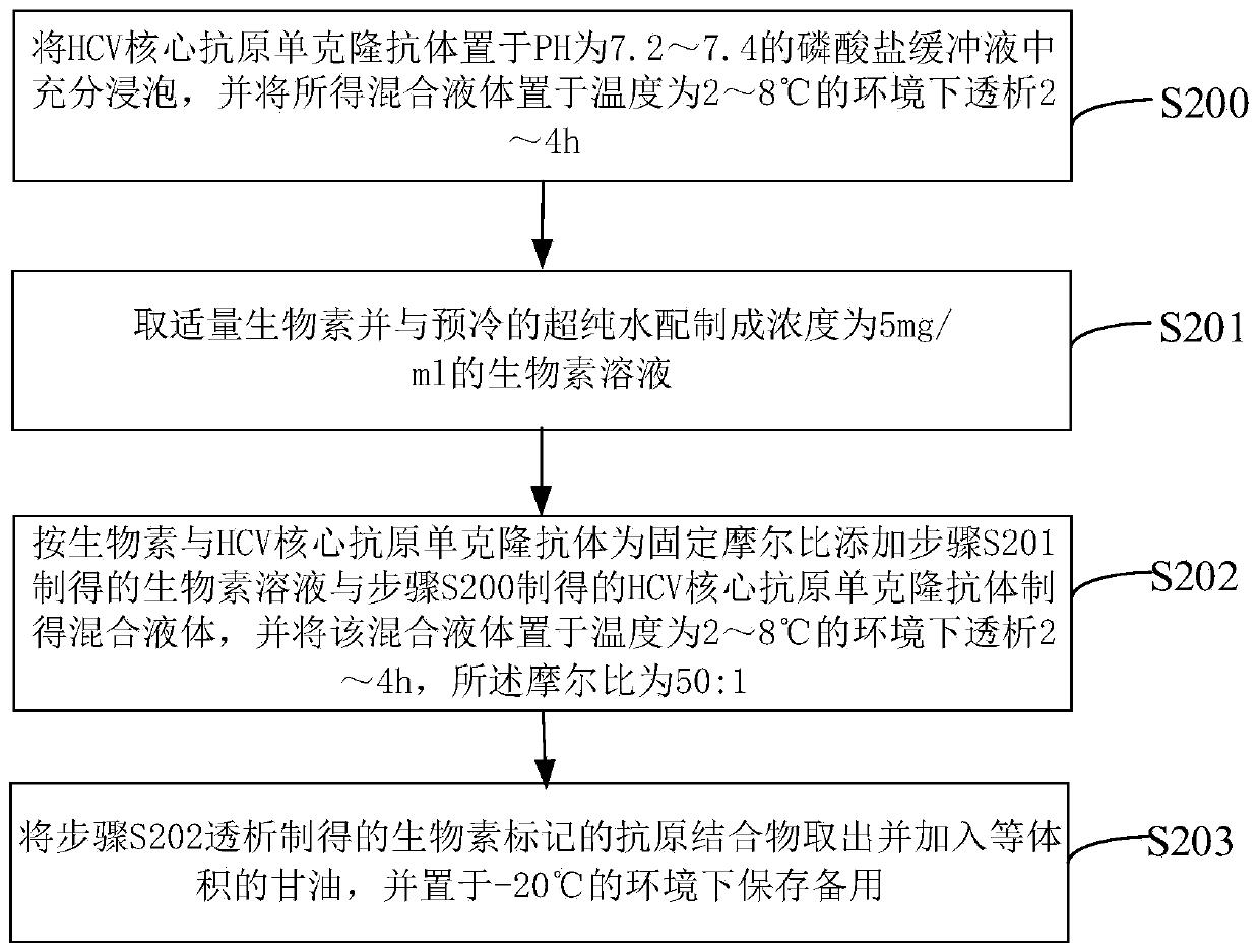 Preparation method of hepatitis c virus antigen and antibody combined detection reagent, and detection card