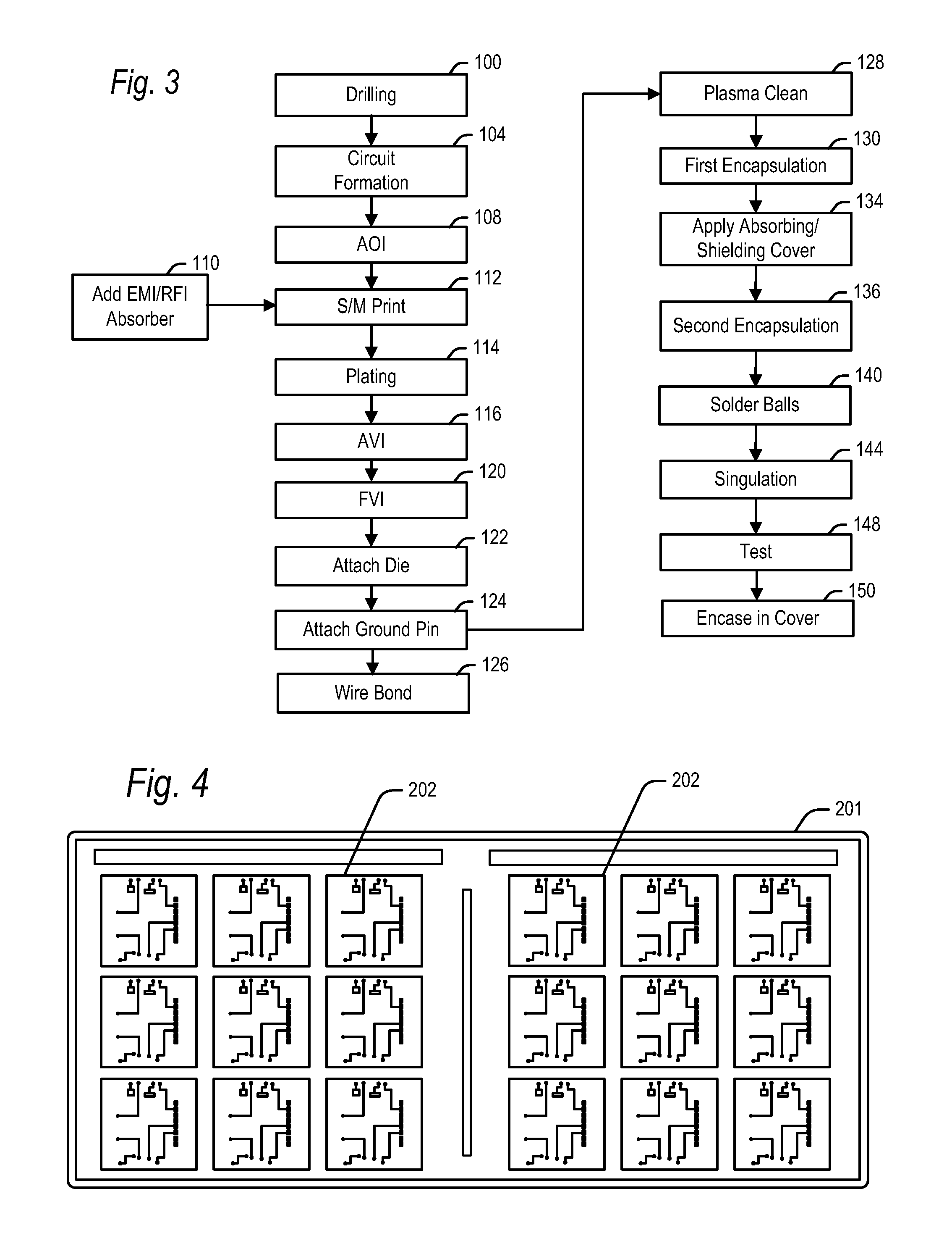 Semiconductor device including electromagnetic absorption and shielding