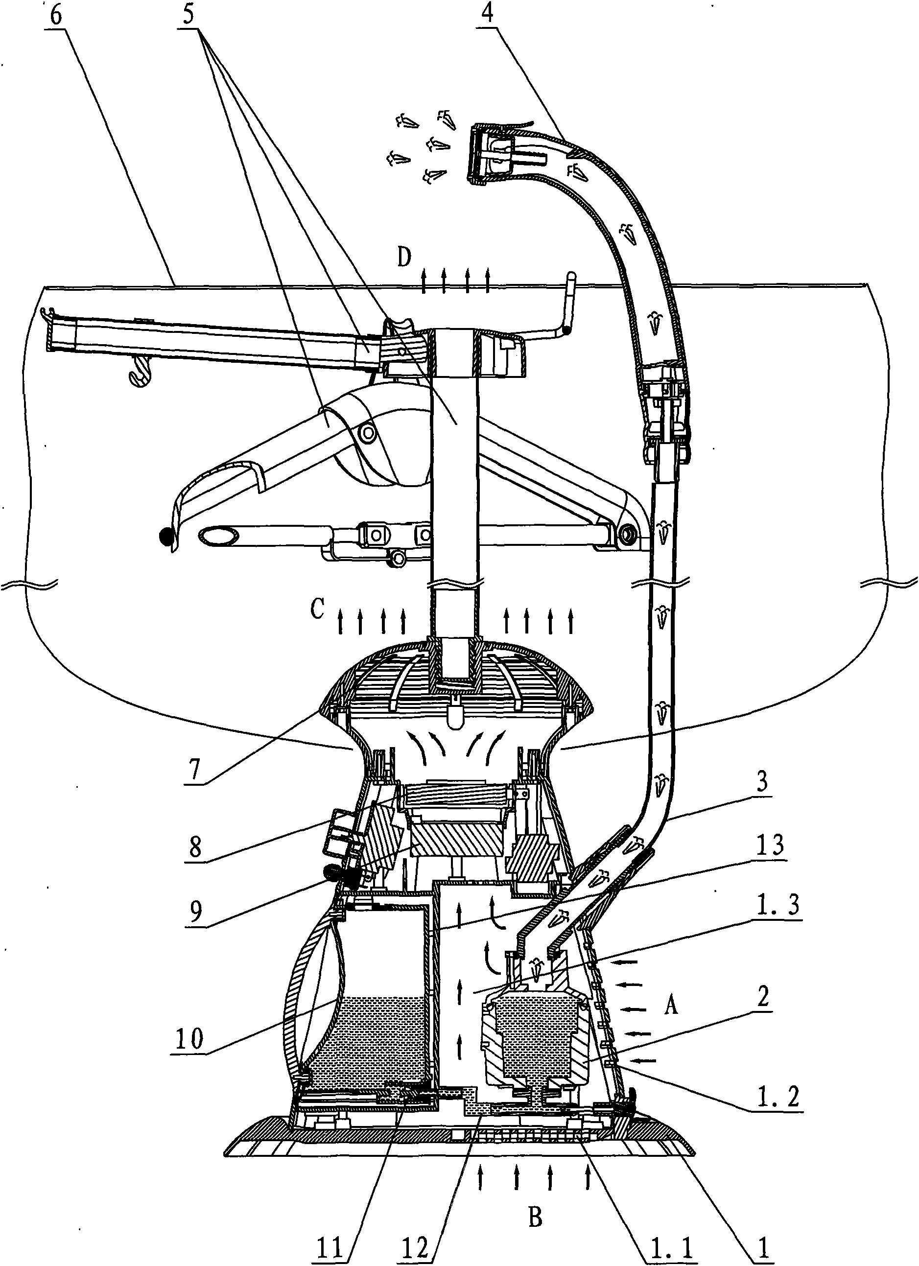 Vapor brush with function of drying clothes