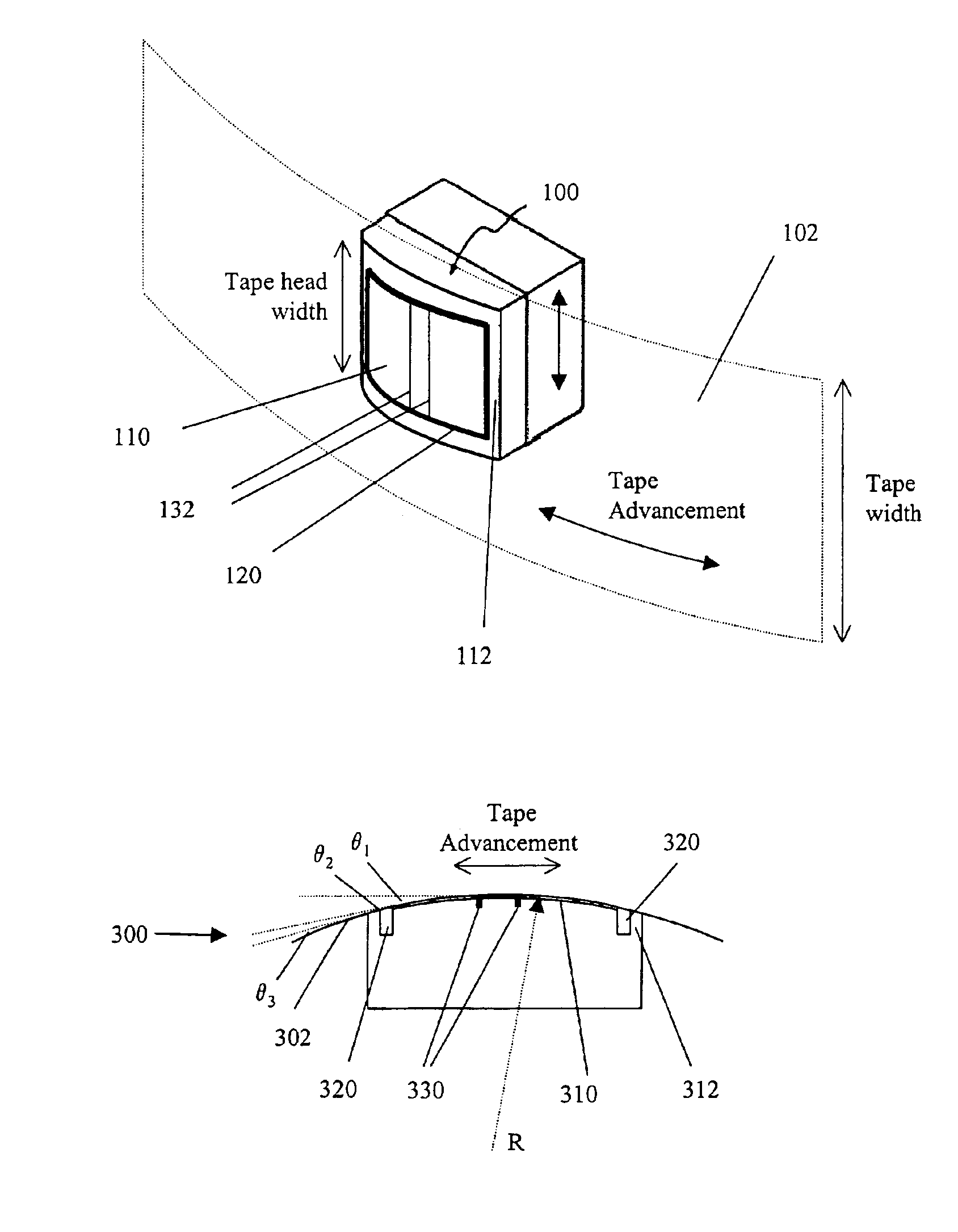 Tape head with thin support surface and method of manufacture