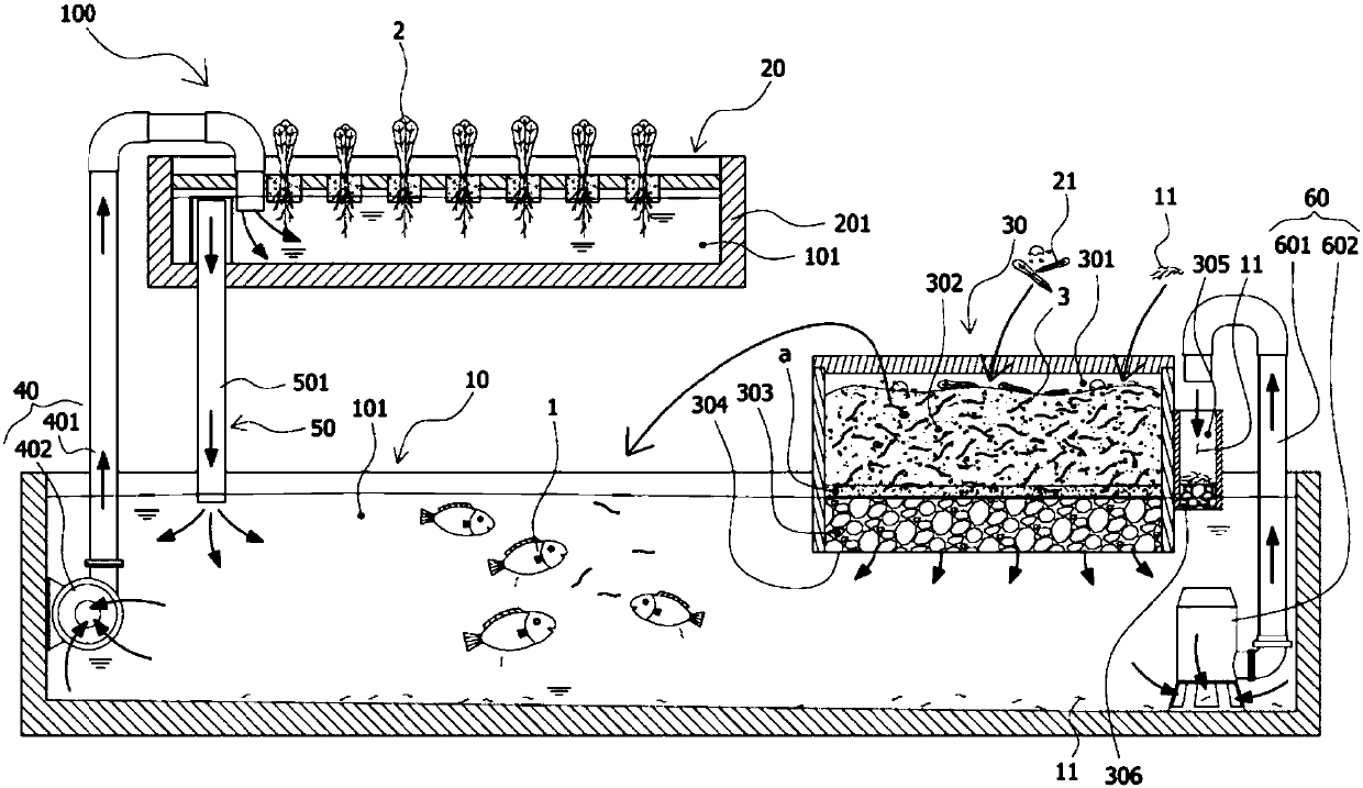 Fish, vegetable and earthworm mutualistic organic planting and culturing method and apparatus