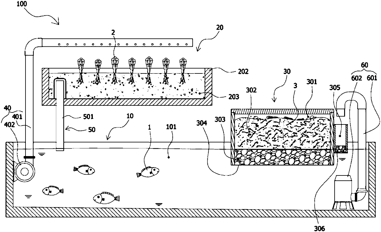 Fish, vegetable and earthworm mutualistic organic planting and culturing method and apparatus