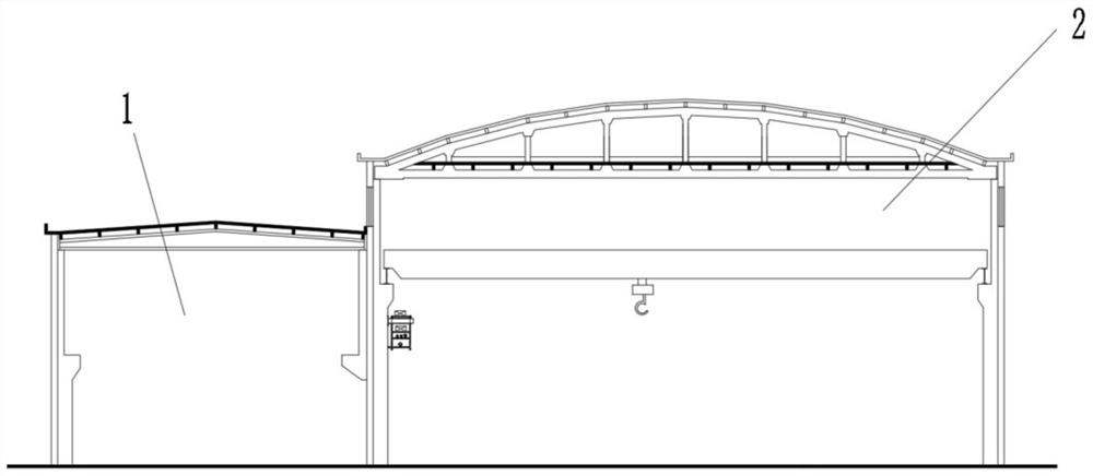 Assembly line maintenance workshop structure for rail transit vehicle parts