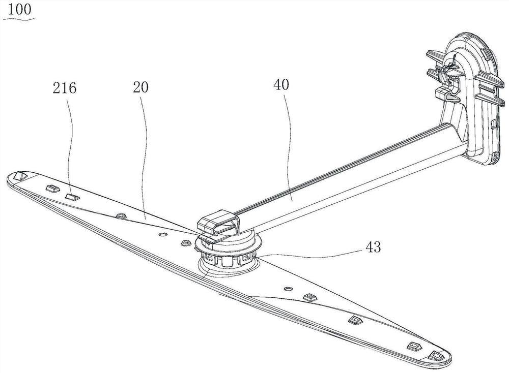 Gushing arm, gushing arm assembly and dish washing machine