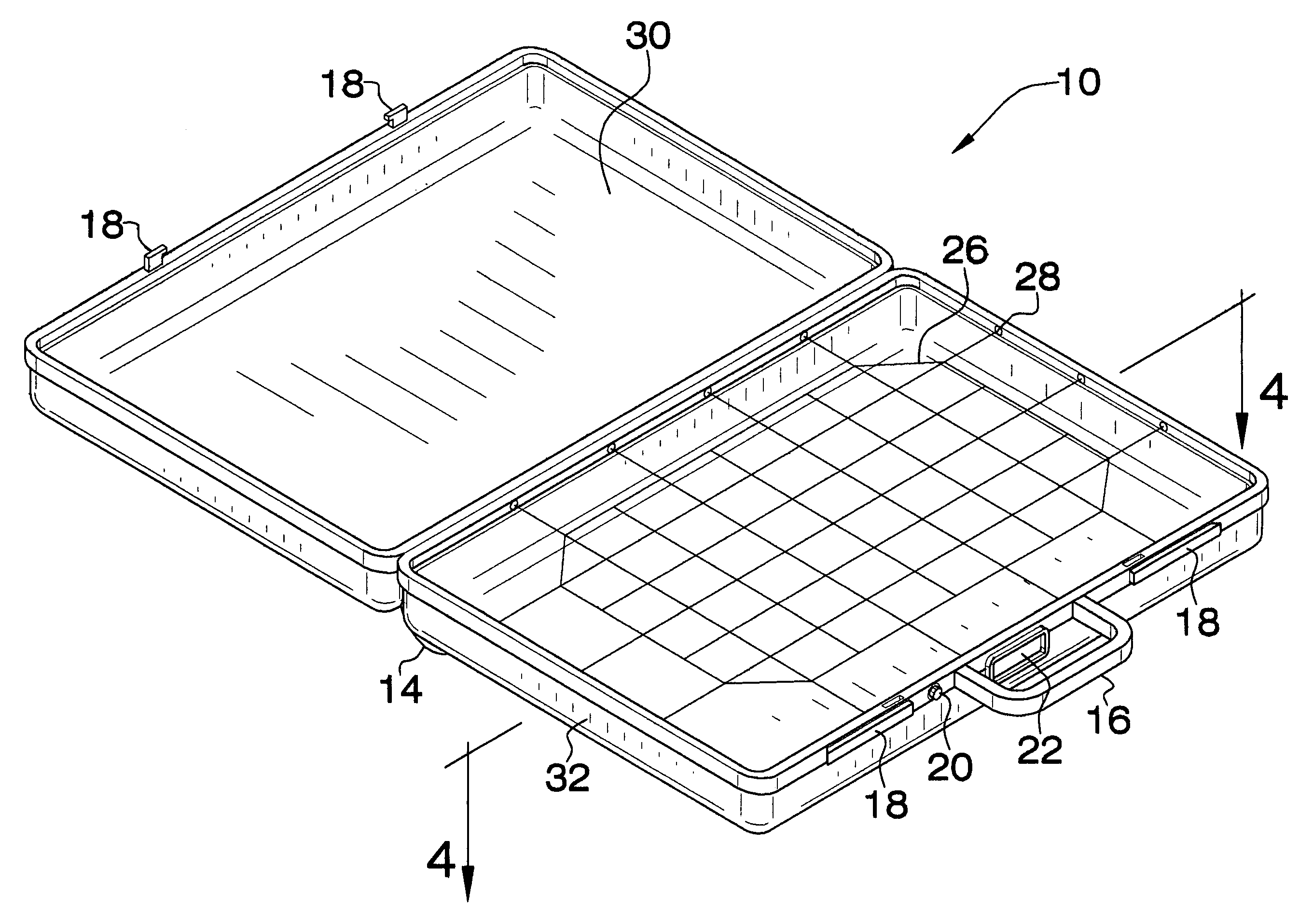 Suitcase with internal netting connected to tension sensors for weighing contents