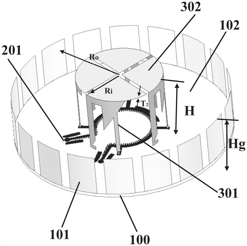 Low-elevation-angle gain-enhanced wide-angle dual circularly polarized antenna and device
