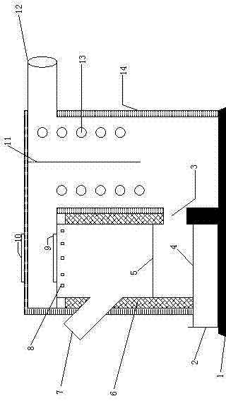 Reverse combustion type biological straw compressed block heating and cooking dual-purpose furnace