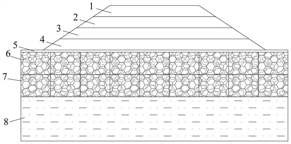 A kind of soft foundation treatment assembled grid grid replacement structure and construction method