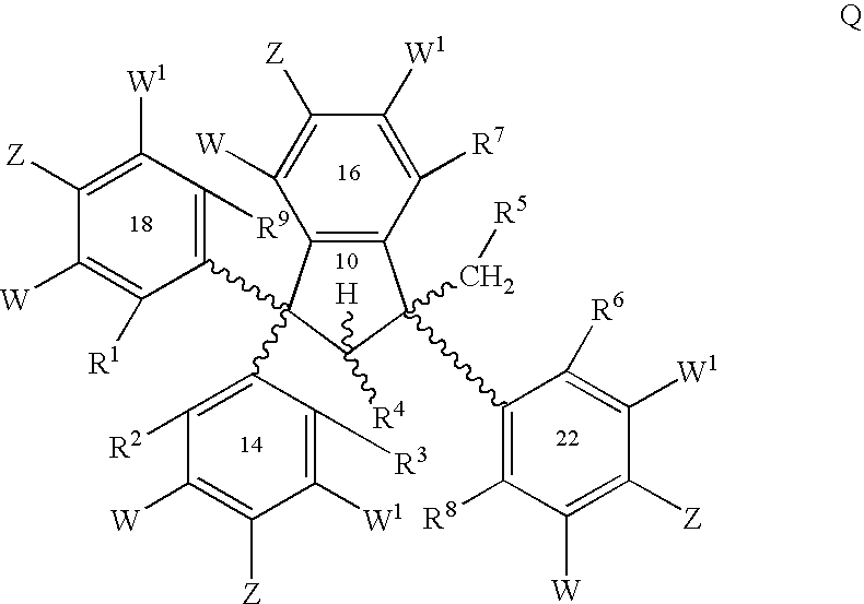 Conformationally constrained compounds as dendrimer cores