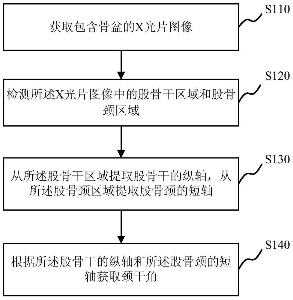 Method, system, device and storage medium for measuring neck-shaft angle in pelvic X-ray film