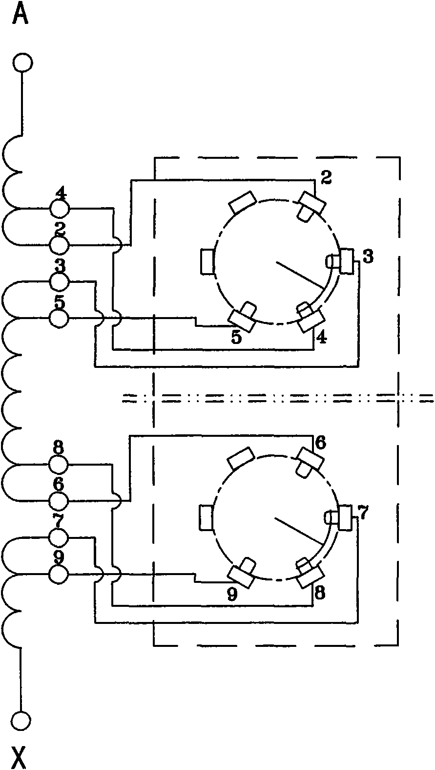 Linked voltage regulation non-excitation tap switch