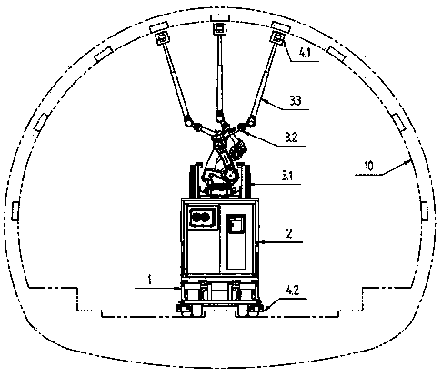 Tunnel lining detection method based on robot automatic tracking technology and radar detection technology