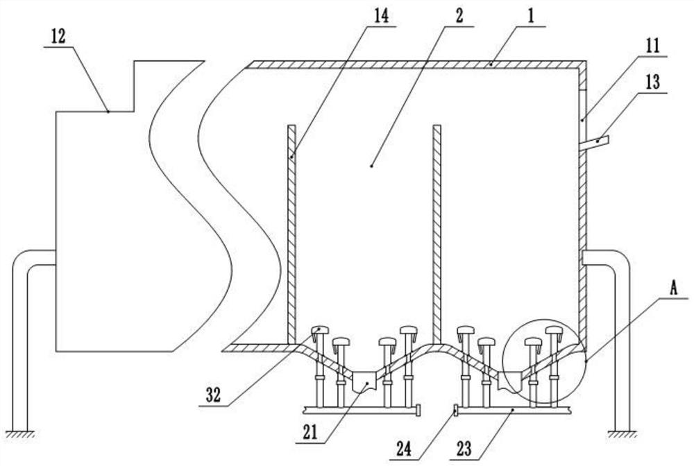 A sorting structure of a quartz sand sorting device
