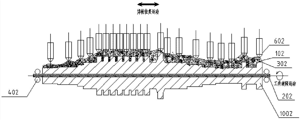 A metal component submerged arc surfacing welding forming method