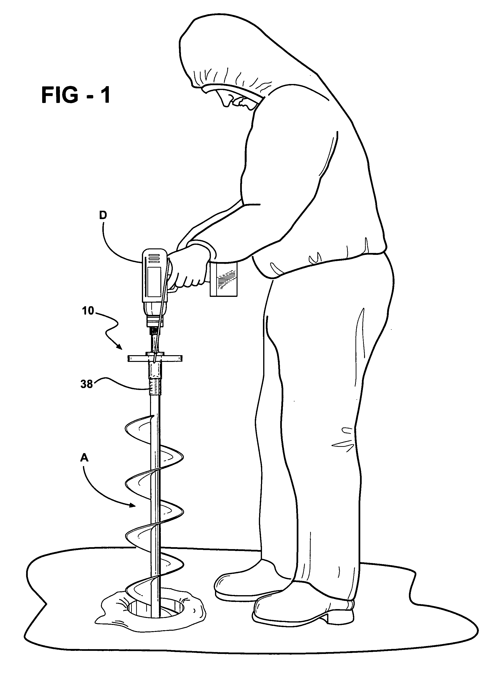 Ice auger cordless drill adaptor