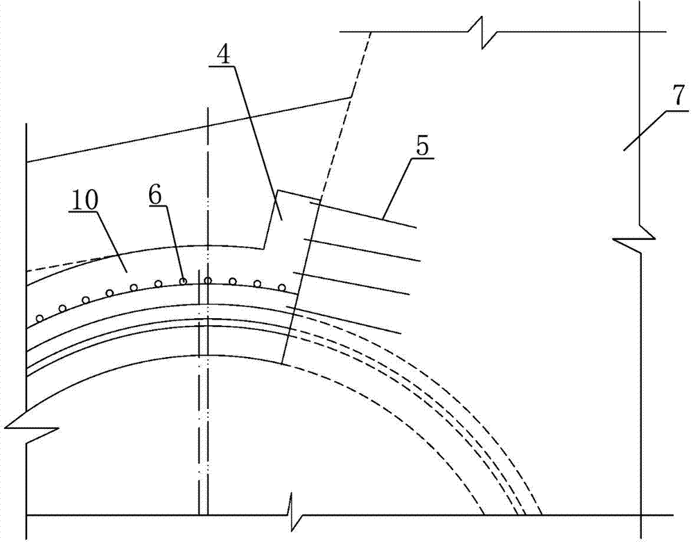 Holed excavation supporting structure for light and dark junction section of tunnel in bias pressure state and construction method
