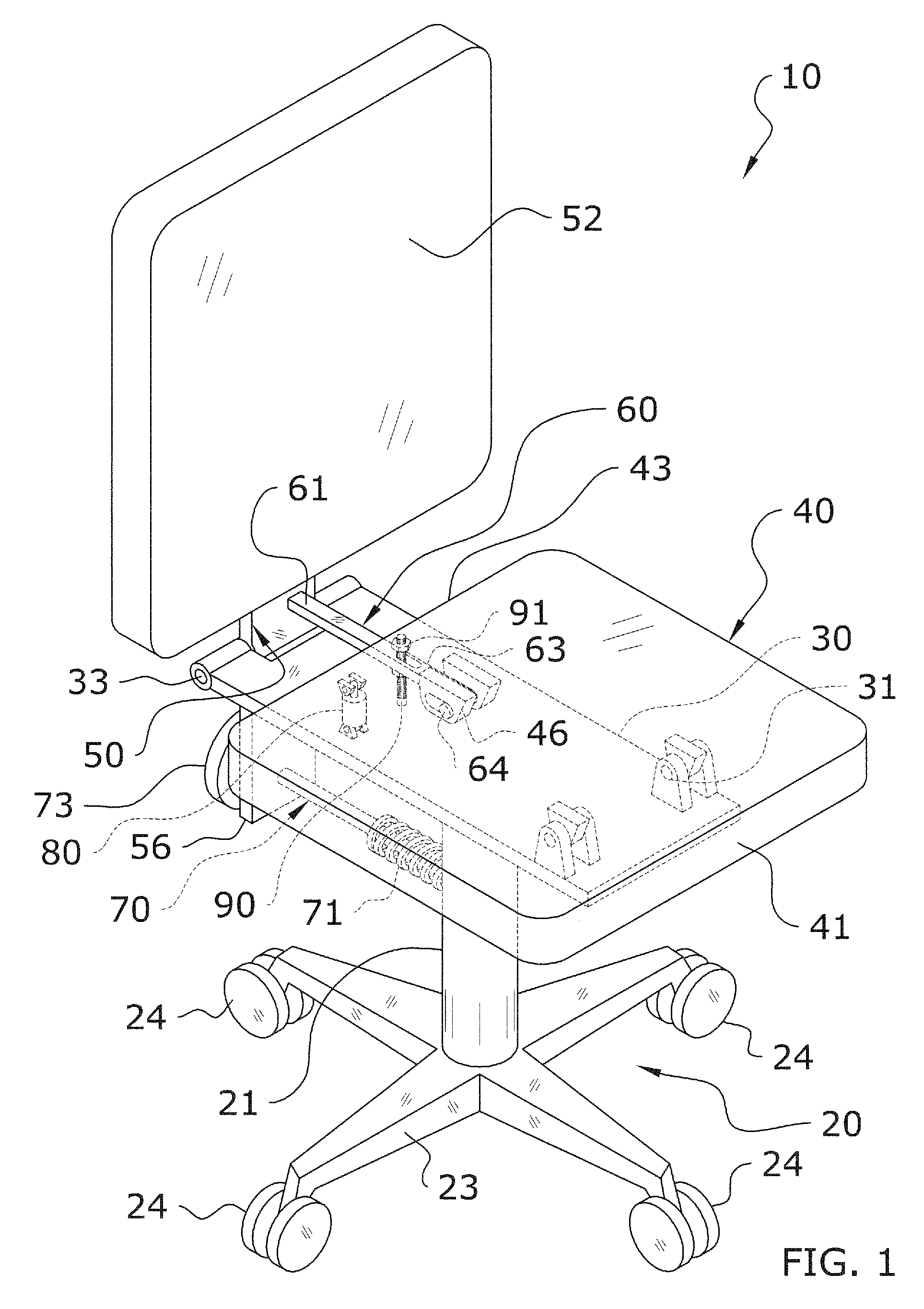 Office chair having tiltable seat and back