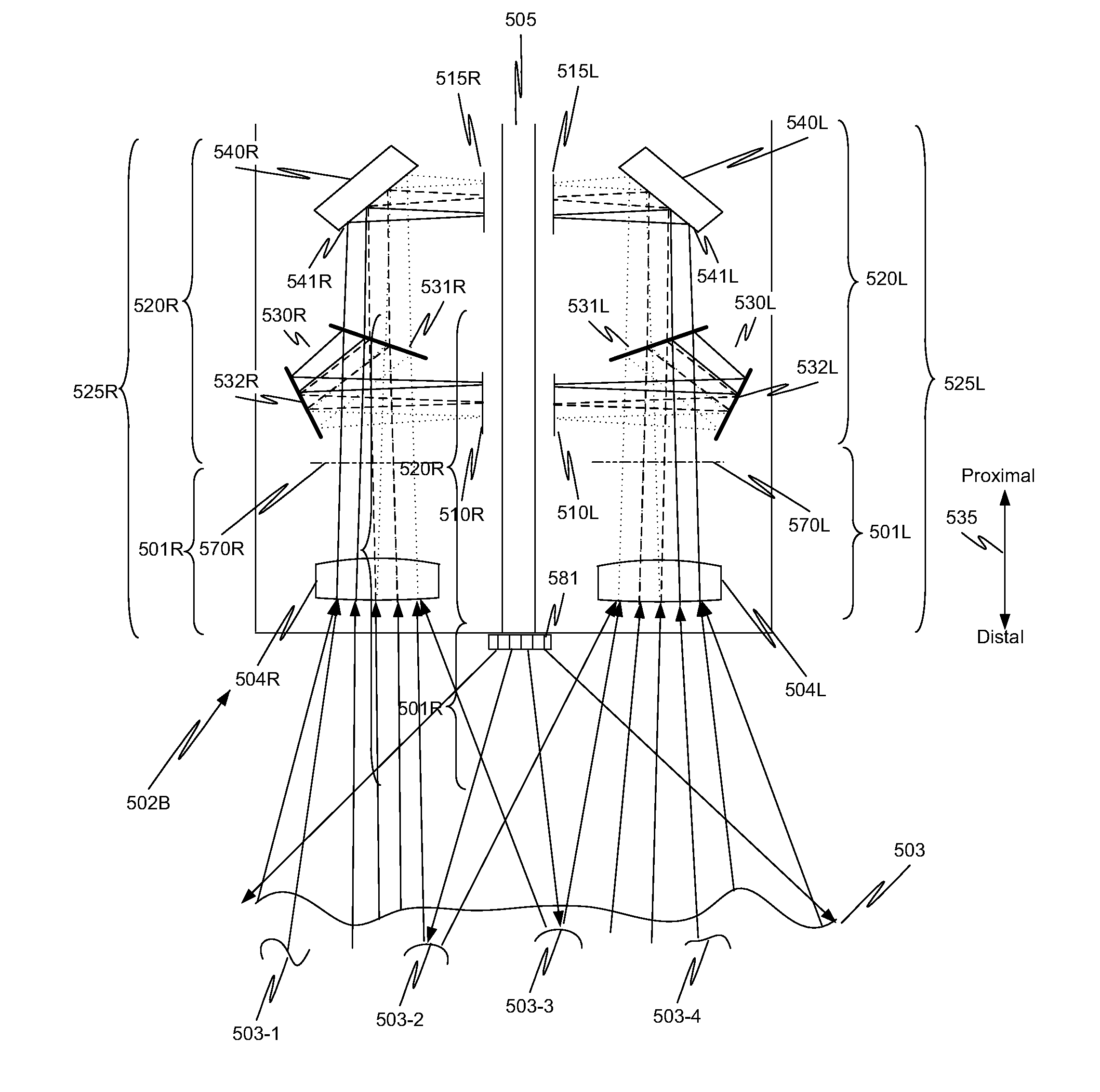 Feature differentiation image capture unit and method in a surgical instrument
