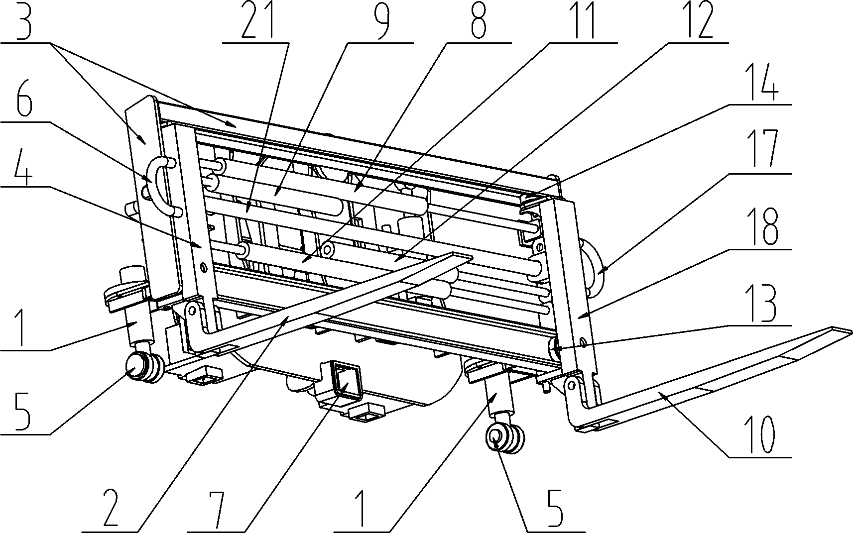 Pallet fork mechanism with quick change function