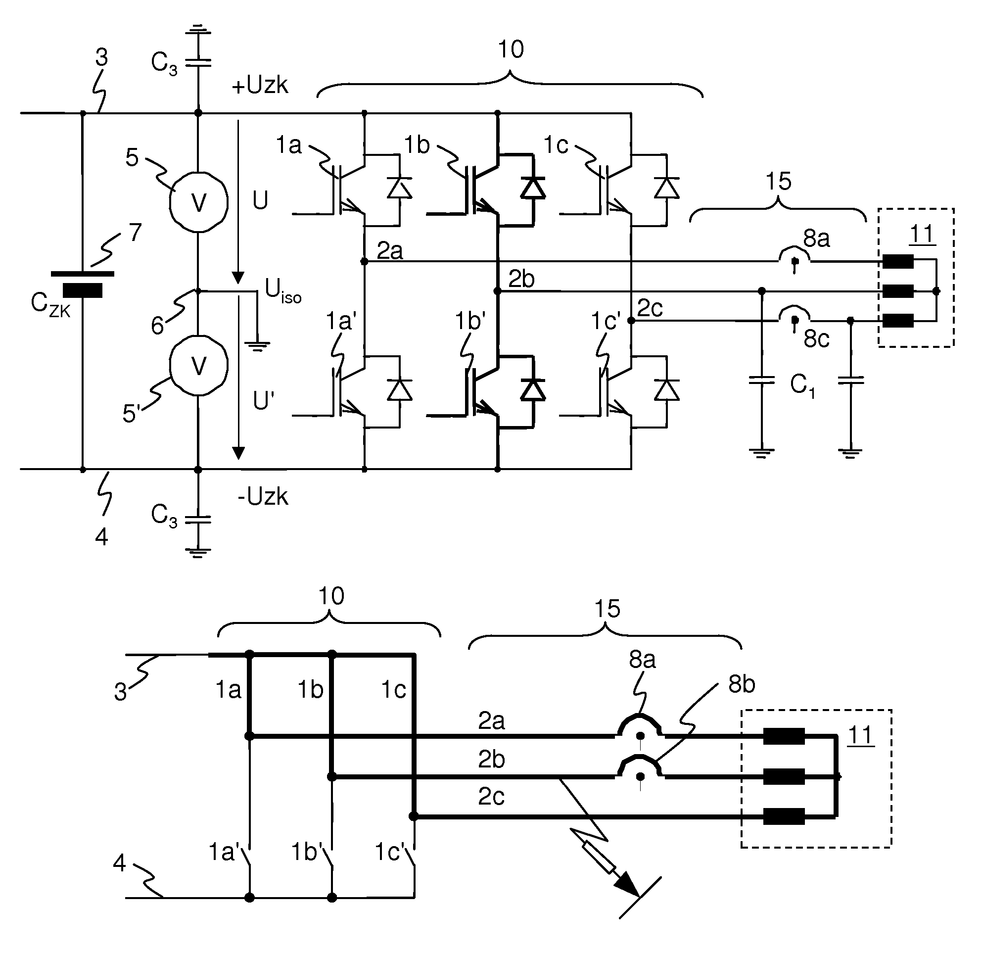 Circuit arrangement and method for insulation monitoring for inverter applications