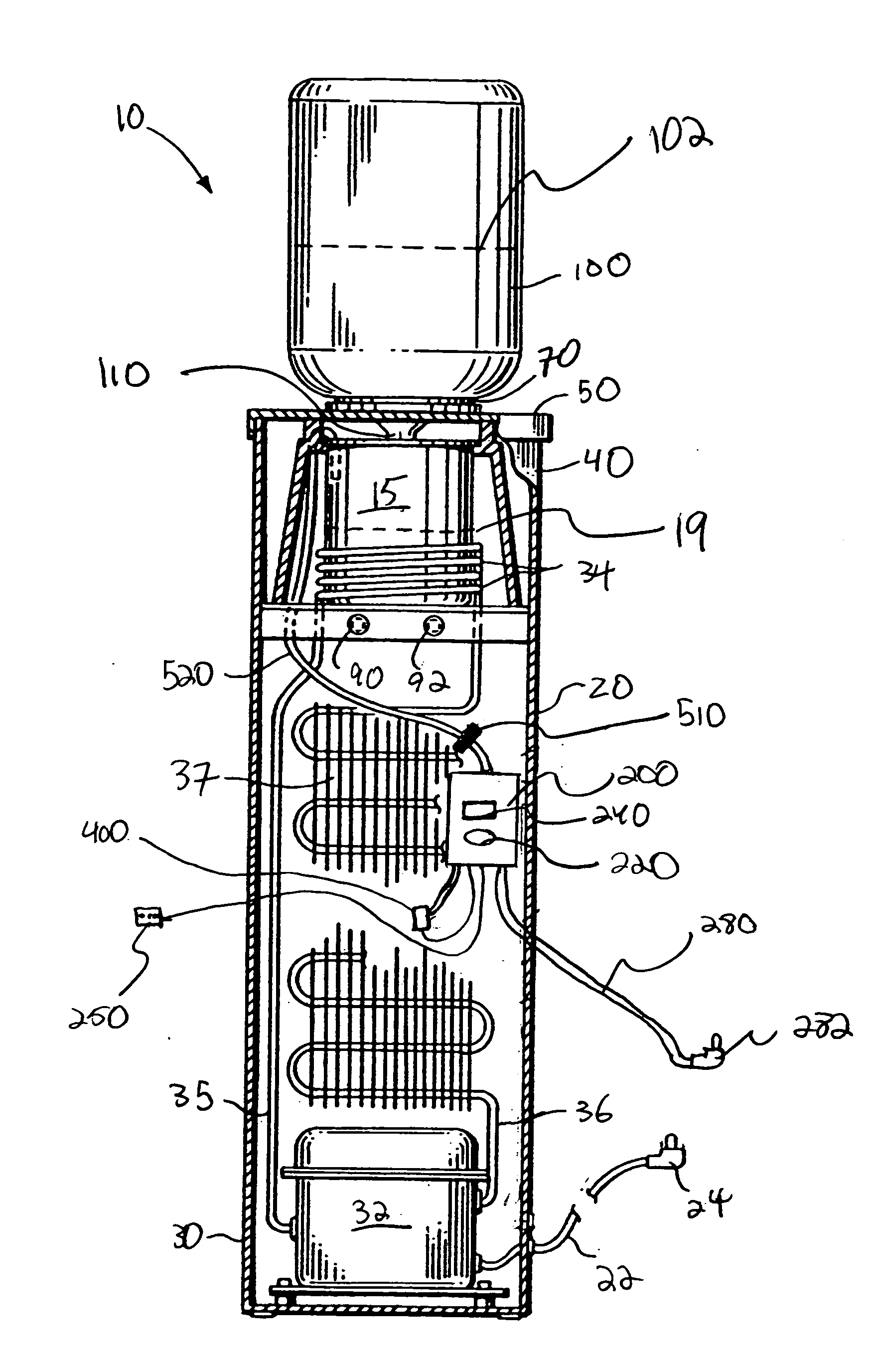 Method and apparatus for programably treating water in a water cooler