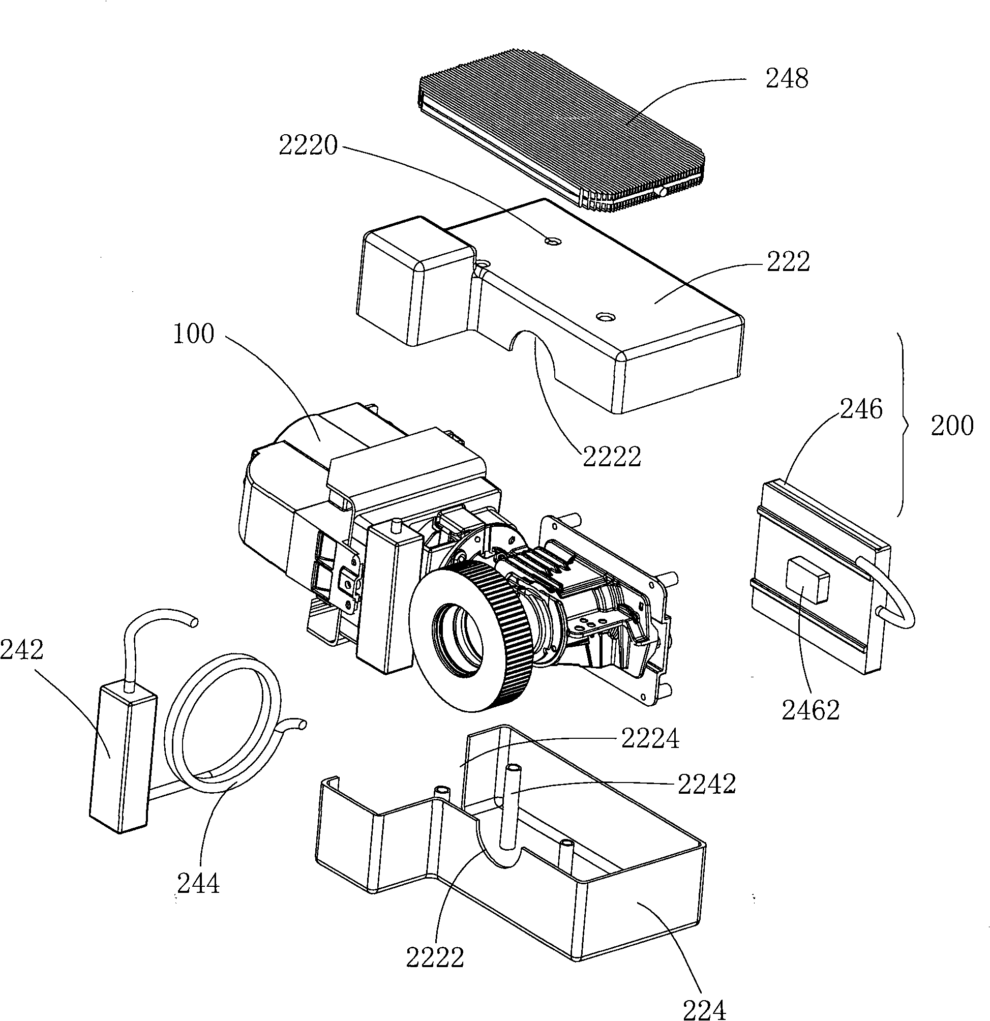 Liquid cooling and heat dissipating system for digital light processing (DLP) projector