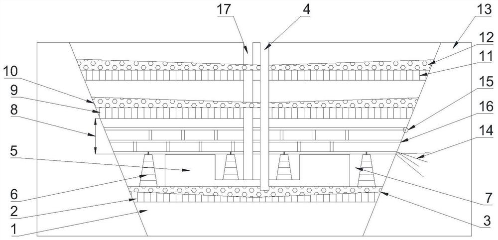 Large-span underground space construction method based on strip mine pit