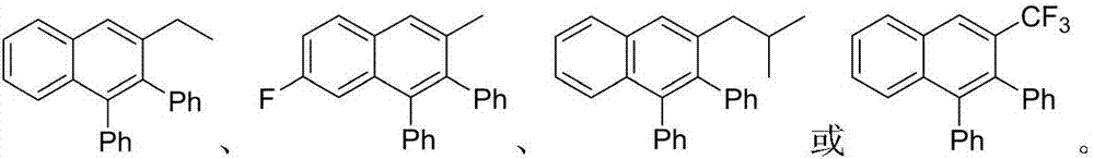 Method for preparing polyaromatic substituted naphthalene derivative by catalyzing cyclization reaction of aromatic ketone and diphenyl acetylene by ruthenium and application