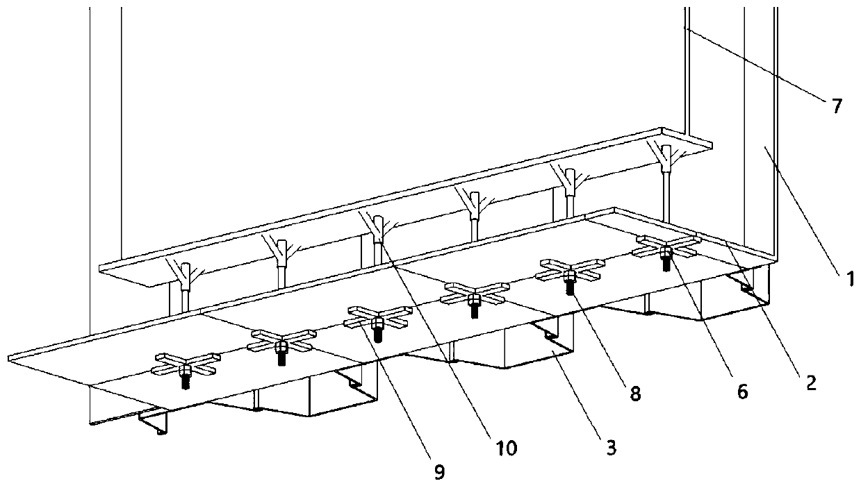 Ultra-high large-span steel reinforced concrete cast-in-place beam formwork reinforcing device and constructing method