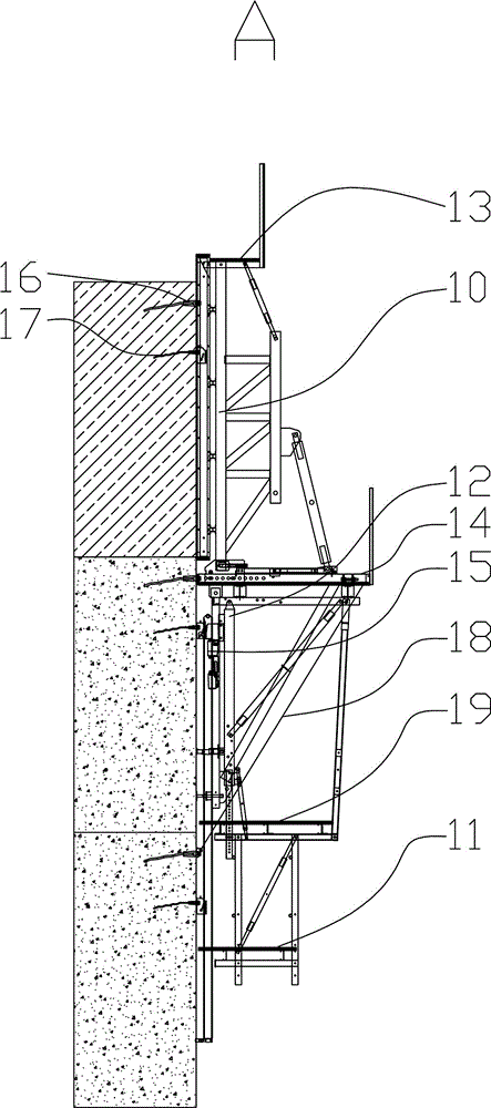 Hydraulic self-lifting cantilever heavy arch dam template work platform