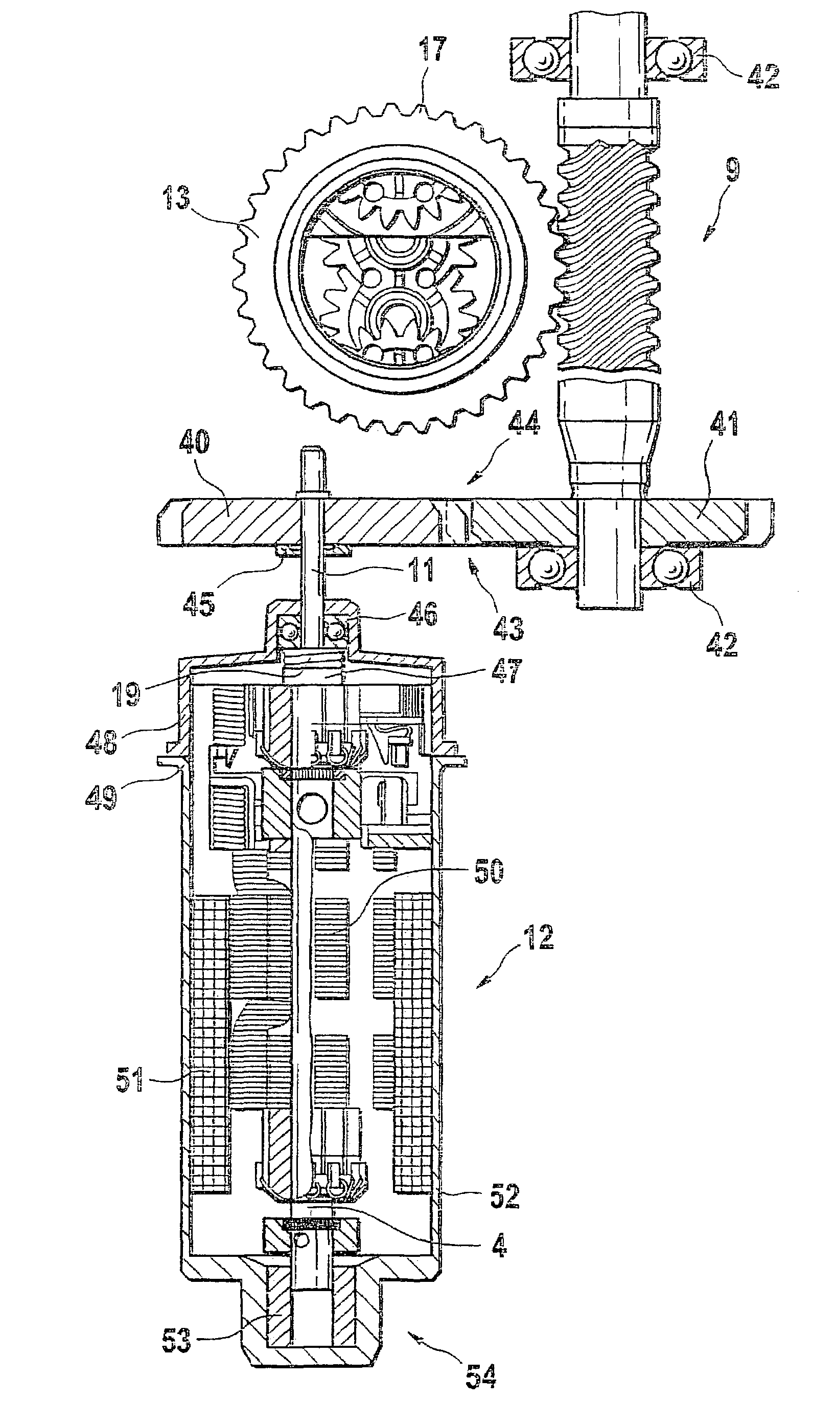 Method and device for decoupling an actuator from a gear