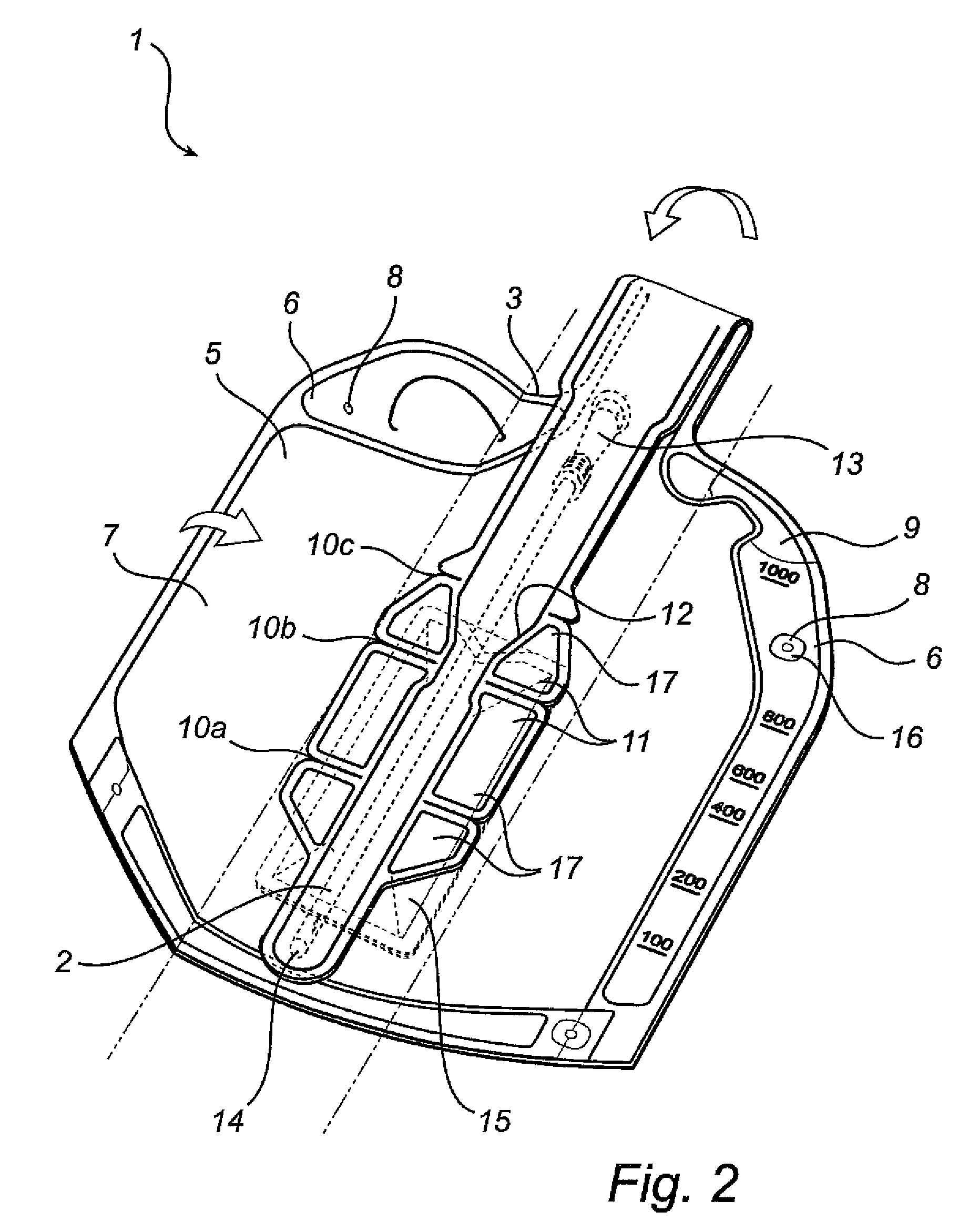 Catheter assembly with a folded urine collection bag