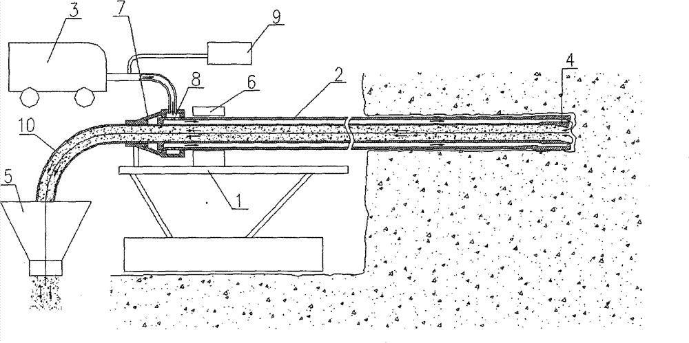 Reverse circulation drilling device and process for soft projecting coal seam