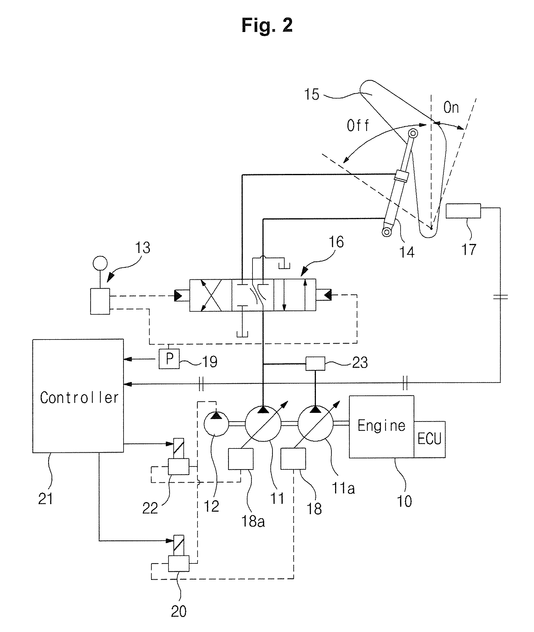 Shock absorption device and control method thereof for small swing radius excavator