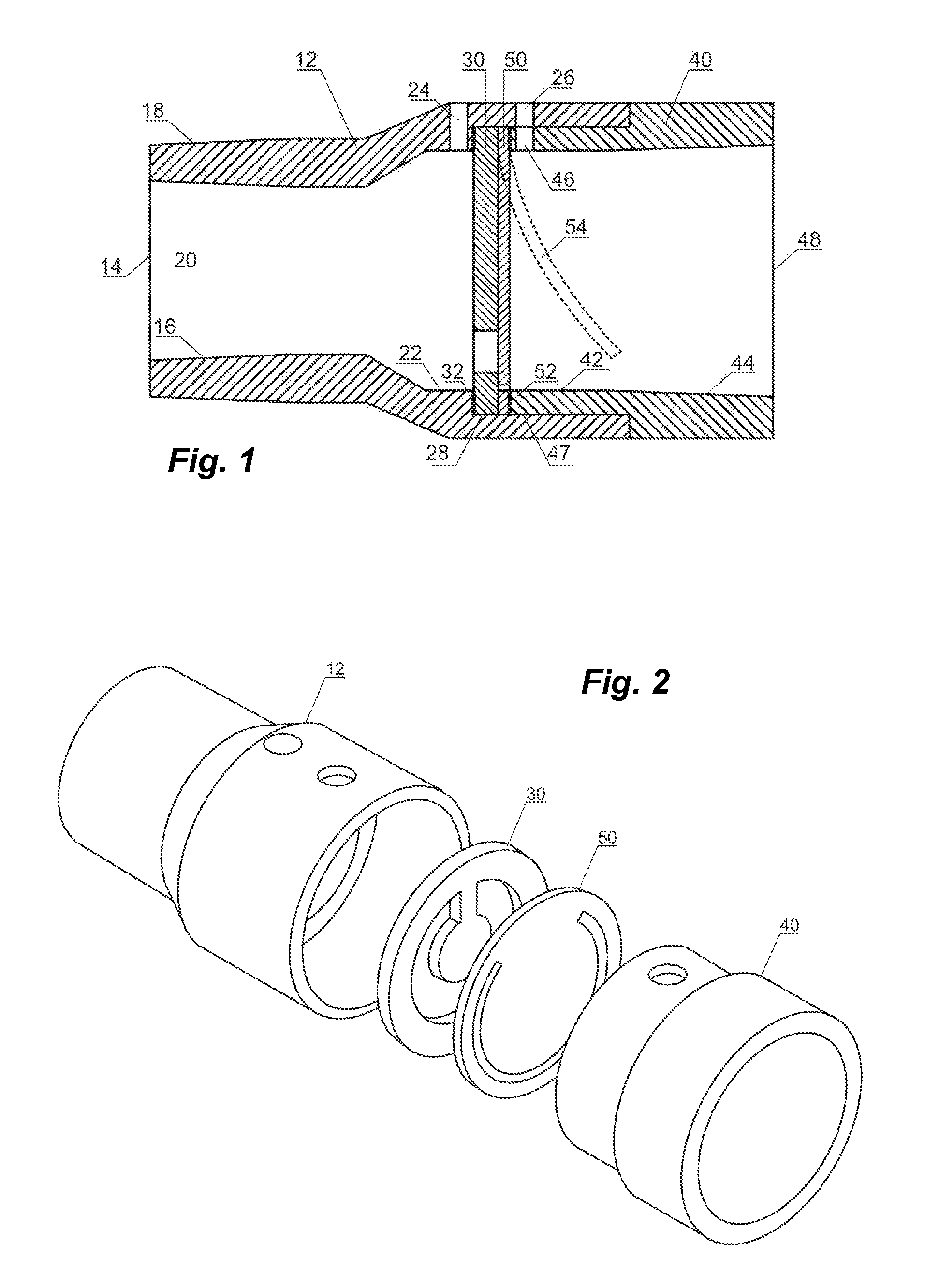 Flow sensor with double obstruction