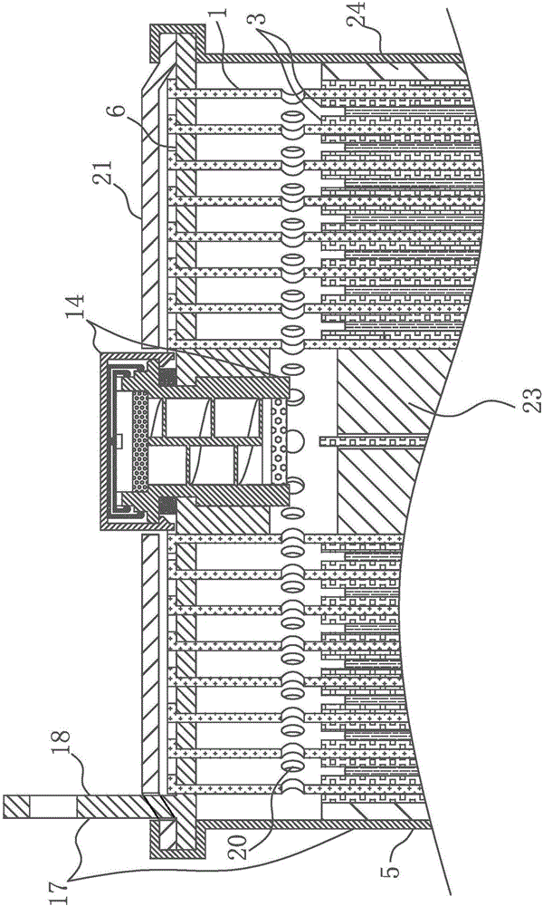 Continuous tab/netlike pole piece coiled lead-acid storage battery