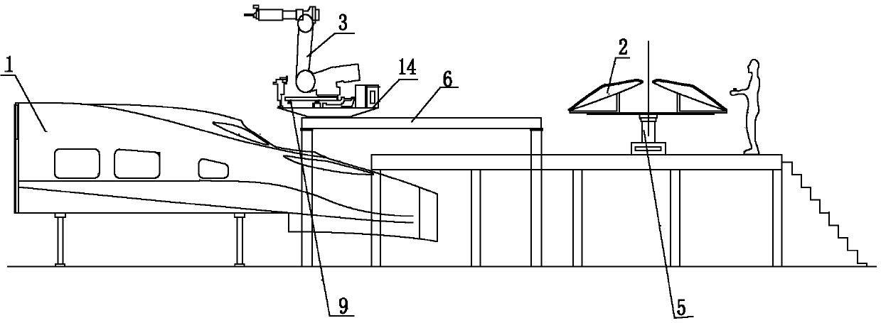 High-speed train front window glass installation device and method