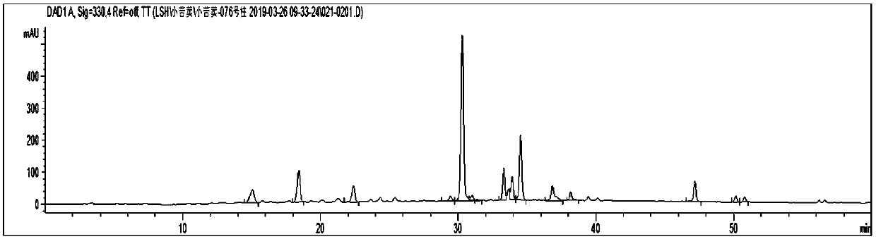 Fingerprint spectrum detection method for ixeris chinensis medicinal material and fingerprint spectrum of ixeris chinensis medicinal material